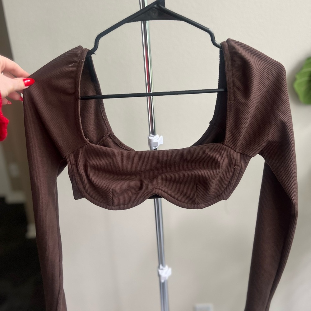 Princess Polly Chocolate Ribbed Bodysuit
